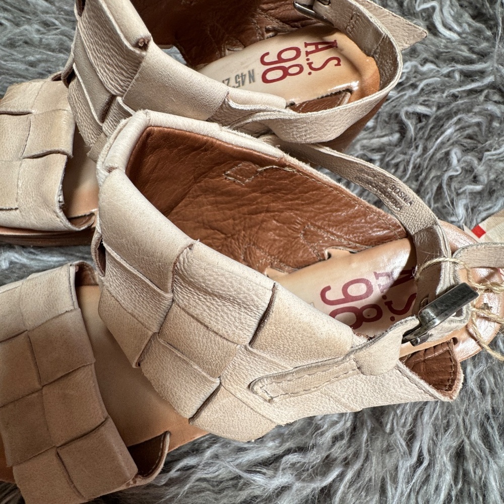 A.S.98 Nasser Woven Leather Wedge Platform Sandal 38 - Picture 5 of 12